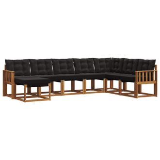 vidaXL Conjunto De Sof&aacute;s De Exterior Con Coj&iacute;n 8 Pcs Natural Y Negro Vidaxl