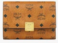 MCM Aren Trifold Wallet in Visetos in Cognac at Nordstrom