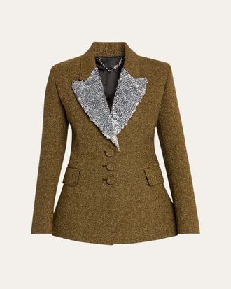 Paco Rabanne Sequin Lapel Wool Single-Breasted Jacket