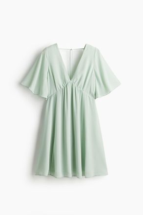 H&M Chiffonkleid mit V-Ausschnitt - Hellgr&uuml;n
