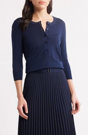 BOSS Filbure Wool Henley Top in Clean Navy at Nordstrom Rack, Size Small