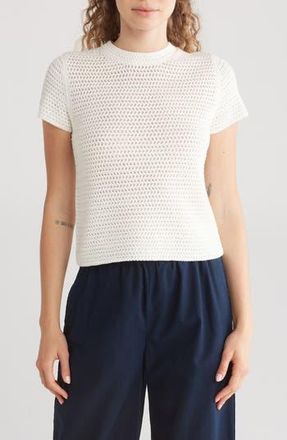 Vince Cotton Crochet Crewneck T-Shirt in Optic White at Nordstrom Rack, Size Large