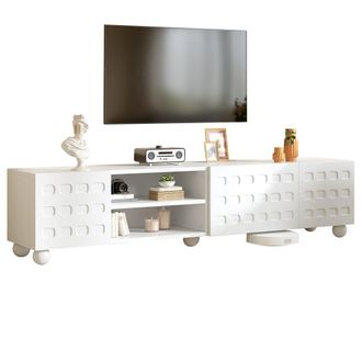 STILVORA Mobile Tv Con 3 Ante E 2 Vani Semiaperti, Per Soggiorno, In Pannelli Di Particelle, Bianco, 200&times;40&times;44 Cm