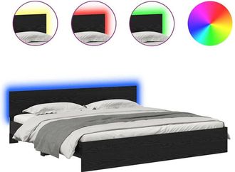 vidaXL Bed Frame with Headboard Black Oak 200 x 200 cm Engineered Wood vidaXL