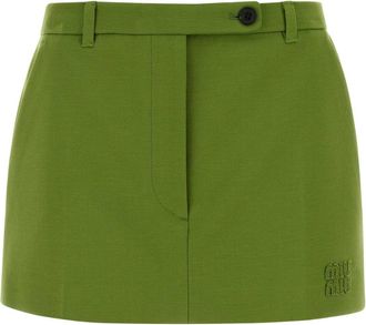 Miu Miu Green Stretch Jersey Mini Skirt