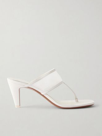 Neous Sandali In Mesh Con Finiture In Pelle Vena 65 - Crema