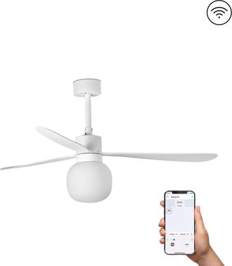 Netlighting Amelia Large Ball Led White Ceiling Fan Smart 20W 2700K 6 Speed