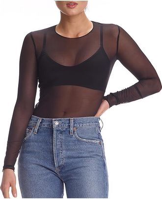 Commando Chic Mesh Long Sleeve T-Shirts TU115 Womens Clothing Black : S/M, Mesh/Sheer