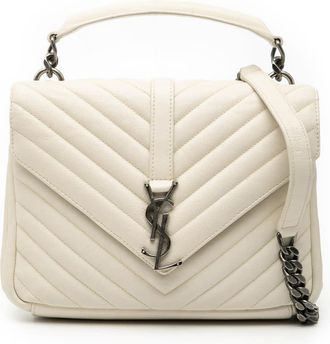 Saint Laurent Pre-owned Saint Laurent Medium Chevron Sheepskin Monogram College Satchel YLSQ82D19ENF5QXB