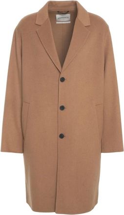Amaranto Single-Breasted Coats, male, Brown, S, Elegant Marrone Cashmere-Lambswool Coat