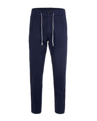 Eleventy Cotton Elasticized Front-Pleated Drawstring Casual Pants