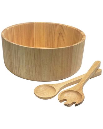 Woodard & Charles 3Pc Salad Bowl & Servers Set