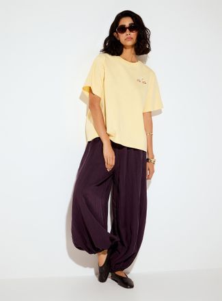 Icone Womens Elastic-ankle loose barrel-leg pant