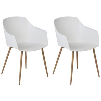 Beliani Conjunto De 2 Sillas De Comedor Madera Clara Material Sint&eacute;tico Reposabrazos Fonda Ii