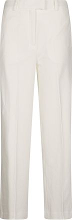 Circolo 1901 Straight-Cut White Trousers With Zip Closure And Belt Loops