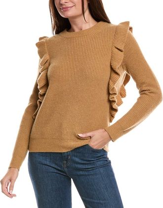 The Cashmere Project The Cashmere Project Shaker Ruffle Cashmere Sweater