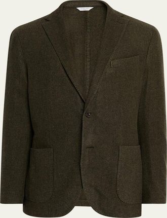 Boglioli Mens Wool Notch Lapel Single-Breasted Sport Coat