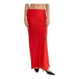 Khaite Maxi Skirts, female, Red, Size: 5XL Silk Maxi Skirt
