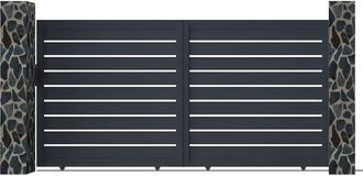 Vente-Unique Cancello scorrevole L350 x H176 cm in Alluminio traforato Antracite - PRIMO