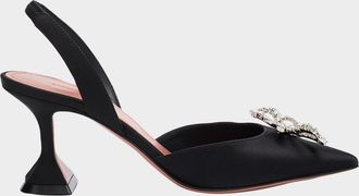 Amina Muaddi 70mm Rosie Embellished Satin Slingback Pumps