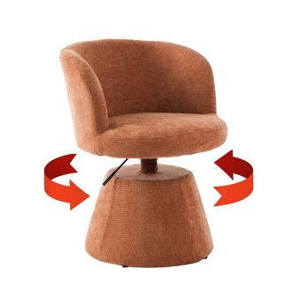 Urban Meuble Silla de comedor giratoria 360&deg; en tela chenilla rojo anaranjado