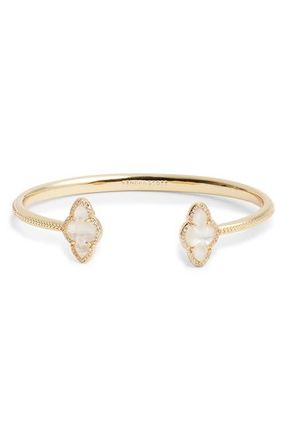 Kendra Scott Abbie Pave Frame Cuff Bracelet in Gold Ivory Mother Of Pearl at Nordstrom