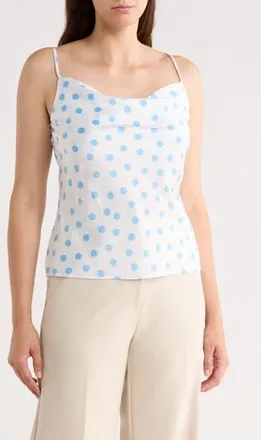Renee C Sleeveless Cowl Neck Tank in White/Blue at Nordstrom Rack, Size X-Large