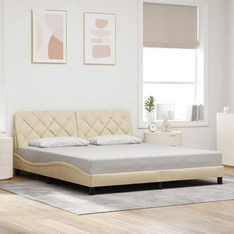 vidaXL Cama Sin Colch&oacute;n Tela Color Crema 180x200 Cm Vidaxl