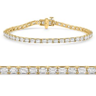 Pompeii3 7Ct Emerald Cut Diamond Tennis Bracelet 7 14k Yellow Gold Size: 7