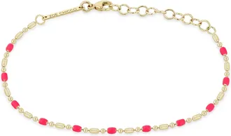 Zo&euml; Chicco Womens Tube Bar Chain Bracelet In Pink Enamel