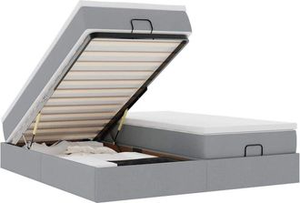 vidaXL Estructura De Cama Otomana Colchones Tela Gris Claro 200x200cm Vidaxl