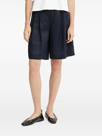 BOSS pleated belted shorts - women - Linen/Flax/Lyocell/Cotton - 36 - Blue