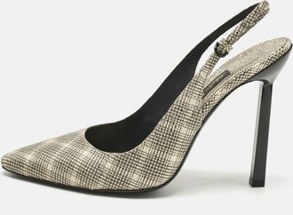 Ferragamo Beige Canvas Jessoe X5 Slingback Pumps