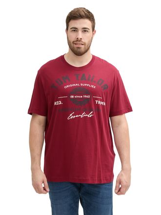 Tom Tailor T-Shirt TOM TAILOR PLUS, Damen, Gr. 4XL, deep rot, Single Jersey, Obermaterial: 100% Baumwolle, bedruckt, bequem h&uuml;ftbedeckend, Rundhals, Shirts T-Shi
