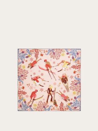 Ferragamo Women Winter Alpine print silk foulard Pink