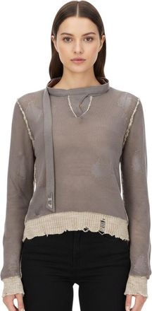 Diesel Grey Distressed Crew Neck Sweater
