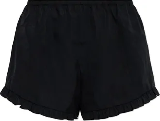Hunza G Korte Broeken, Dames, Zwart, L, Katoen, Frill Mini Shorts