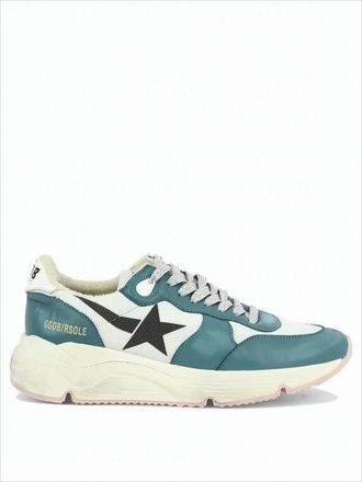 Golden Goose Teal And White Sneakers With Leather And Mesh Panels