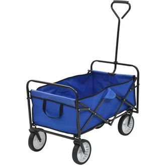vidaXL Carrito De Mano Plegable De Acero Color Azul Vidaxl