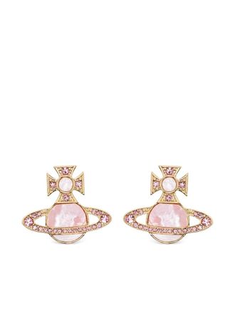 Vivienne Westwood Orb-motif earrings - women - Brass/Crystal - One Size - Gold