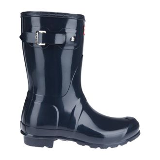 Hunter Original Short Gloss Rubber Womens Wellingtons Boots - Navy - Size:UK 6