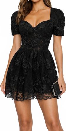 Dress The Population Lace Floral Appliqu&eacute; Fit & Flare Mini Dress In Black