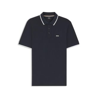 BOSS Cotton-piqu&eacute; polo shirt with contrast tipping