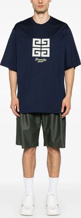 Givenchy Mens 4G 1952 Embroidered Logo T-Shirt in Navy Cotton - Size Large