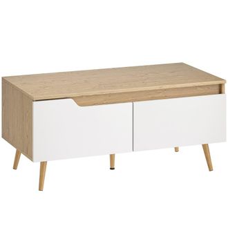 HOMCOM Mesa de centro 100x50x46 cm roble