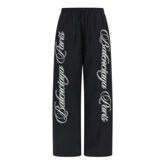 Balenciaga Cursive Reversible Pants - Dames - Straight fit broeken - Zwart - S - Nylon - Broeken