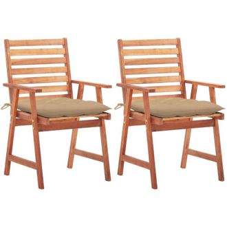 vidaXL Vidaxl - Sillas Comedor De Jard&iacute;n 2 Uds Madera Maciza Acacia Y Cojines