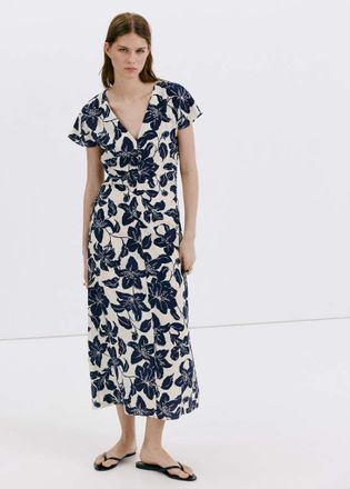 Mango Abito floreale con arricciatura laterale grezzo - Donna - XS - MANGO