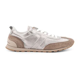 Brunello Cucinelli Metallic Leather Trainers - female - Brunello Cucinelli - Sneakers - Gray - 4 UK - Shoes