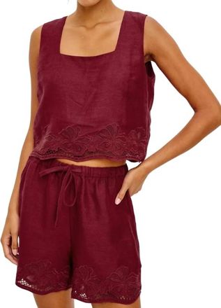 Rails Jenner Shorts In Berry Hibiscus Embroidery